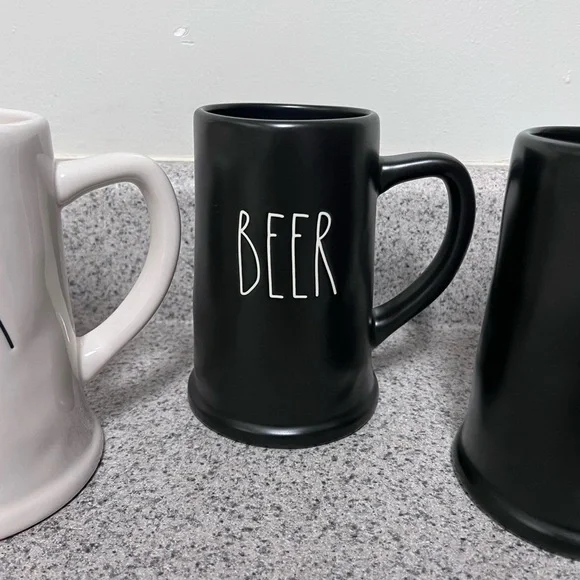 Rae Dunn Black and White Beer Mugs Trio - Picture 3 of 16